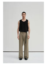Waist-Adjustable Striped Flared Merino Wool Pants