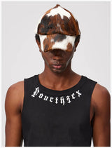 Cow Print Leather Fur Sun Cap