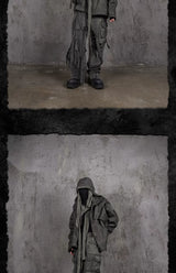 Distressed Patchwork Strapped Scavenger Jacket