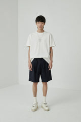 Draped Drawstring Elastic Waist Pleated Shorts