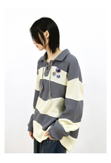 Boho Color Block Knit Sweater