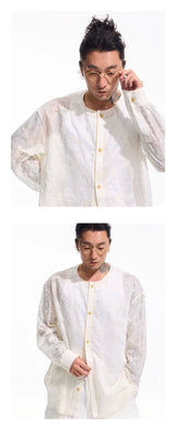 White Embroidered Long Sleeve Shirts