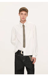 Plaid Tie Patchwork Long Sleeve Shirt
