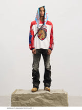Leopard Print Rhinestone Colorblock Hip-hop Jersey