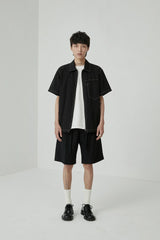 Draped Drawstring Elastic Waist Pleated Shorts