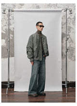 Distressed Whiskered Straight Leg Jeans