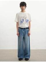 Printed Short-sleeve Tee with Tencel Wool