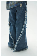 Loose Fit Distressed Washed Cotton Jeans