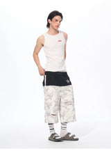 Men's Patchwork Ripped White Camo Pants
