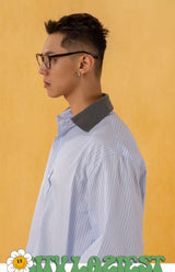 Men's Blue Striped Long Sleeve Shirts