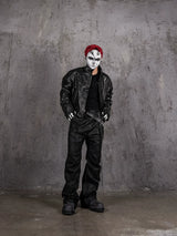 Nightfang Black Waxed Flared Jeans