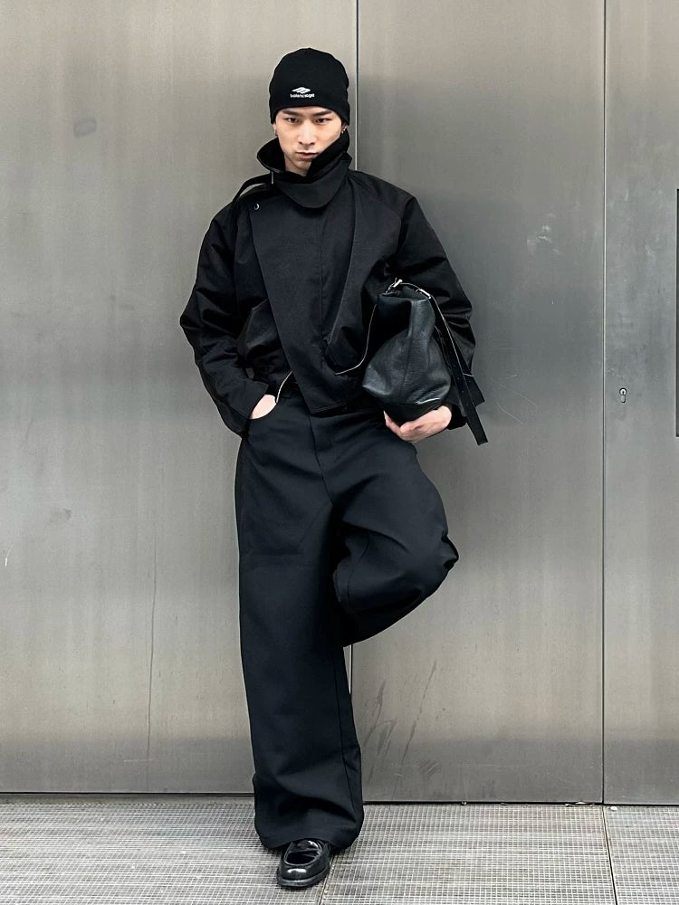 Black Gray Wide Leg Dress Pants