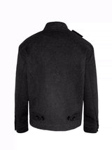 Collared Buttoned Adjustable Waist Wool Jacket
