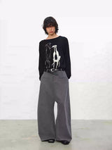 Reversible Pleated Brushed Low Rise Pants