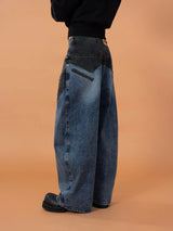 Men's Blue Wide Leg Distressed Jeans