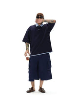 Heavy Double Yarn Patchwork Polo Shirt
