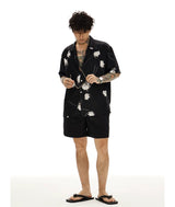 Black Rose Cuban Collar Hawaiian Shirt