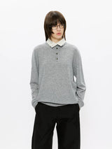 30% Wool Double Collar Polo Tops
