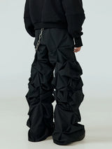 Black Pleated Wide Leg Casual Pants