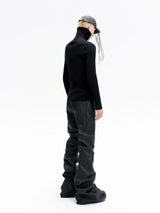 Double Zip High Neck Knit Cardigan