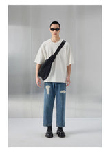 Distressed Patched Denim Pants