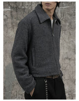 Cropped Wide Structured Terry Wool Jacket