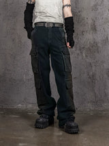 Gradient Blue Distressed Four-Pocket Jeans