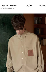 Relaxed Fit Leather Patch Pocket Shirt
