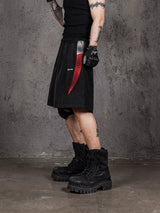 Loose Distressed Color Block Bloodfang Shorts