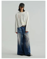Icy Blue Vintage Coated Baggy Jeans