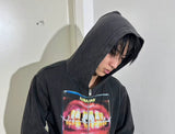 Washed Distressed Slim Fit Cropped Hoodie