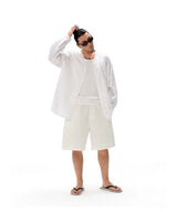 Embossed Vintage V-Neck Oversized Shirt