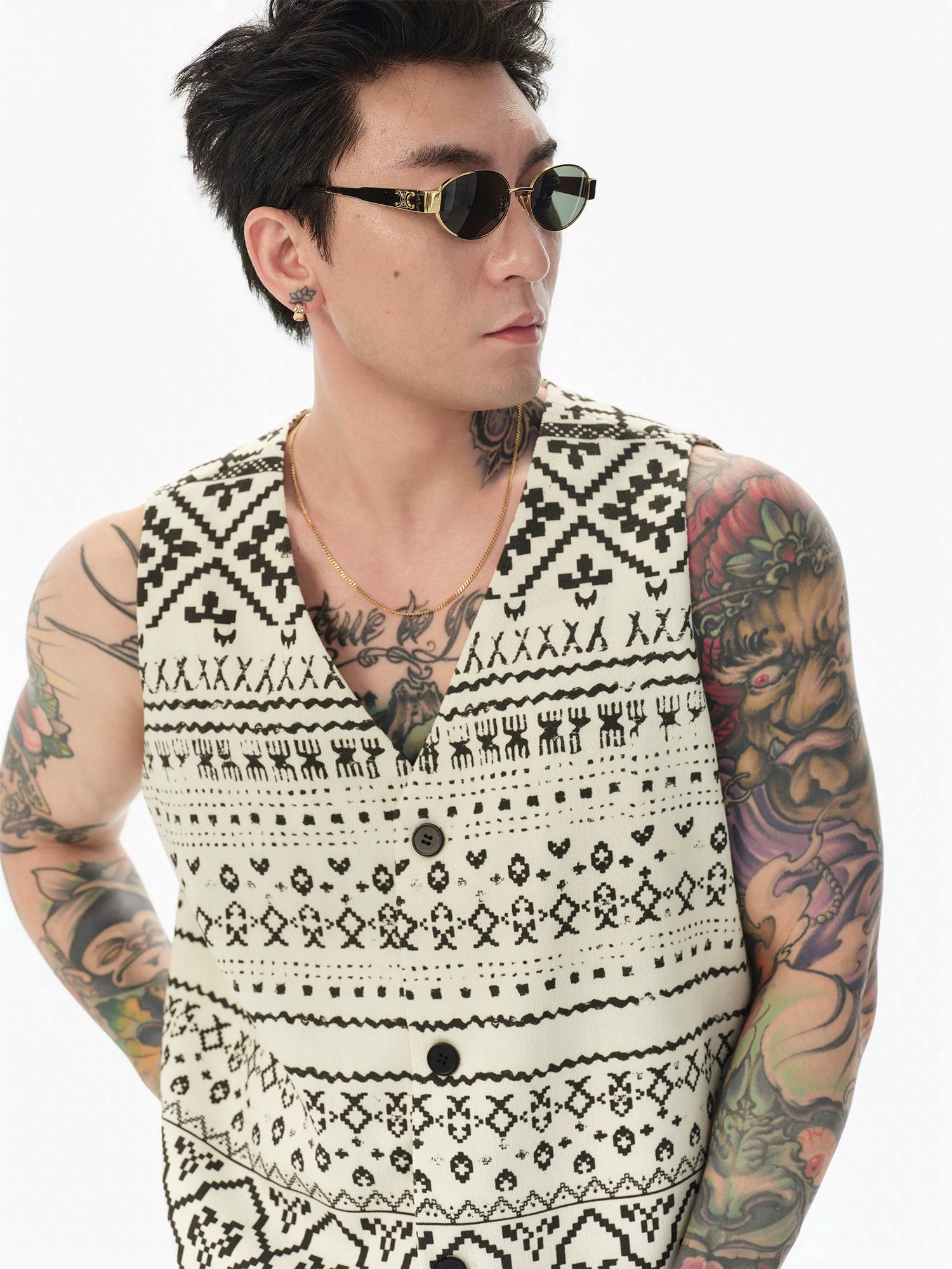 Fair Isle Skeleton Print Vest