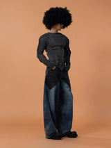 Men's Blue Wide Leg Distressed Jeans