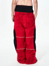 Men's Double-Waistband Striped Embroidered Sweatpants