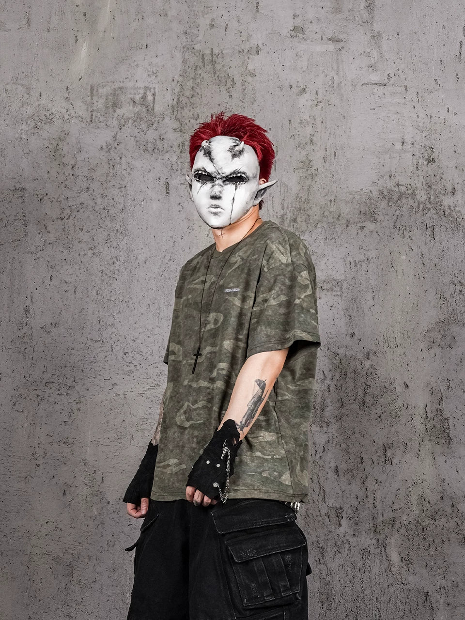 K.I.A. Hand-Cut Distressed Camo Tee