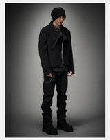 Dark Matte High Collar Zip Jacket
