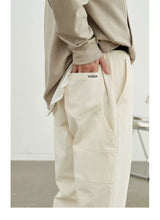 Vintage Herringbone Elastic Waist Cargo Pants