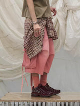 Oversized Adjustable Bow Pink-Washed Denim Shorts