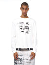 Men's White Eye Print Knit Sweatshirt