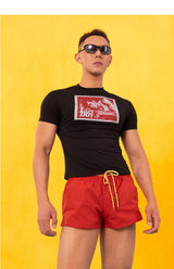 Black Vintage Portrait Print Slim Tees