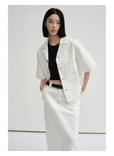 Cropped Contrast Cuban Collar Shirt Jacket