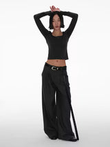 Women's Herringbone Pleated Wide Leg Pants