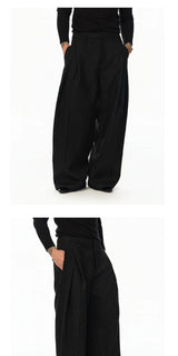 Black Vertical Striped Wool Dress Pants
