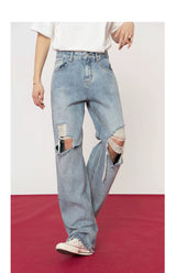 Men's Distressed Baggy Straight Jeans