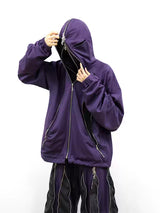 Multiple Zippers Double-sided Spliced Sweatshirt