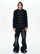 Men's Black Knit Sweater Coat