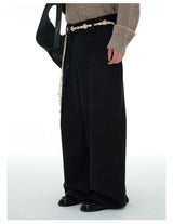 Pleated Wool Resin Button Pants