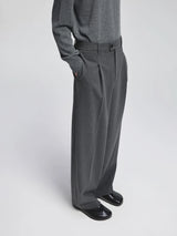 Pleated Elastic Waist Brushed Twill Slacks