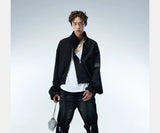 Asymmetric Zip Cropped Turtleneck Jacket